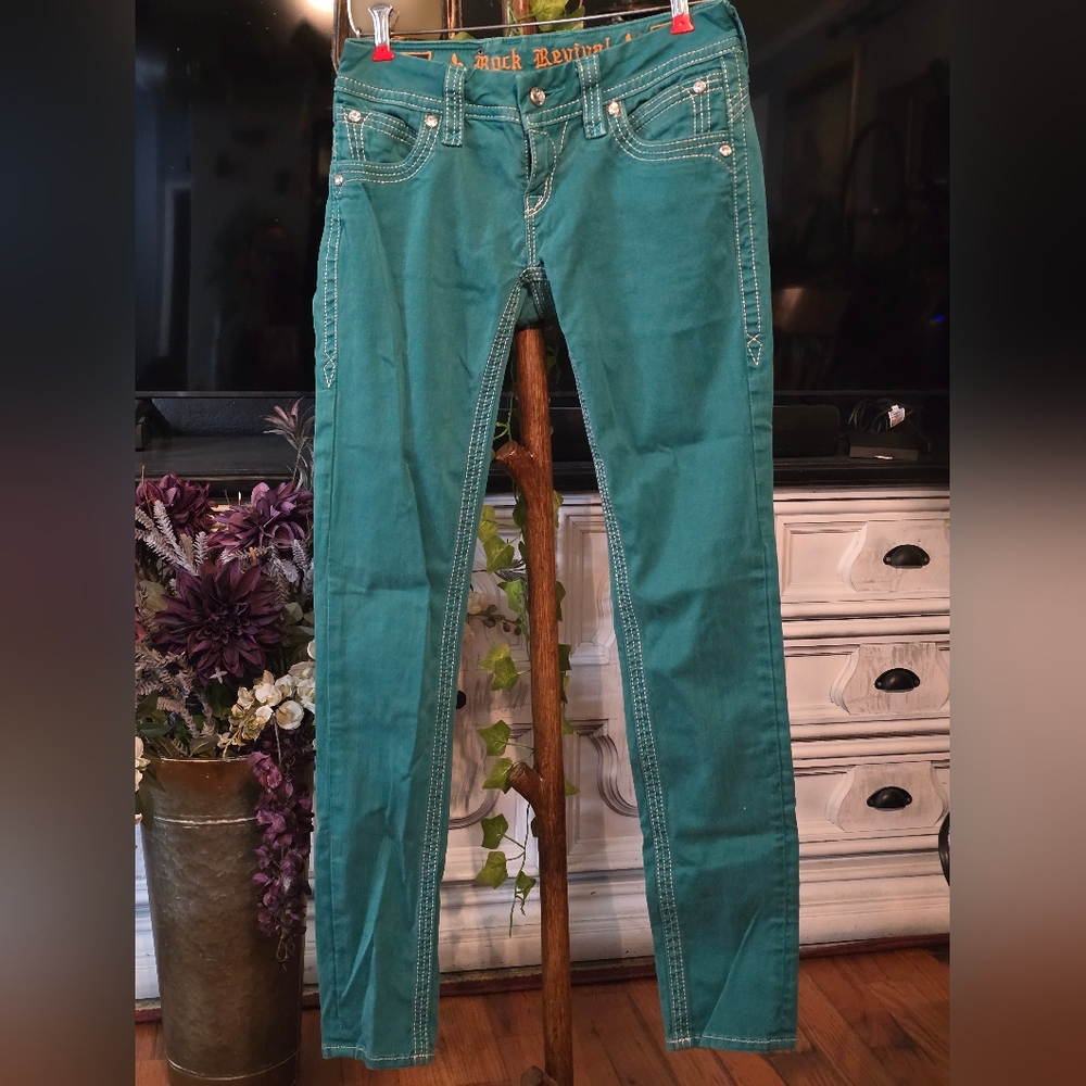 Rock Revival Women's Teal Skinny Jeans